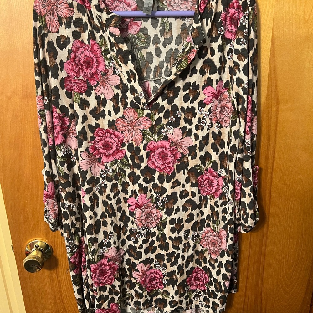 Floral Leopard Print Women's Top